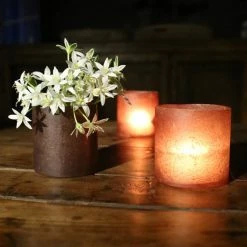 Fiorira' Un Giardino Resin Vase Tea Light In Brown