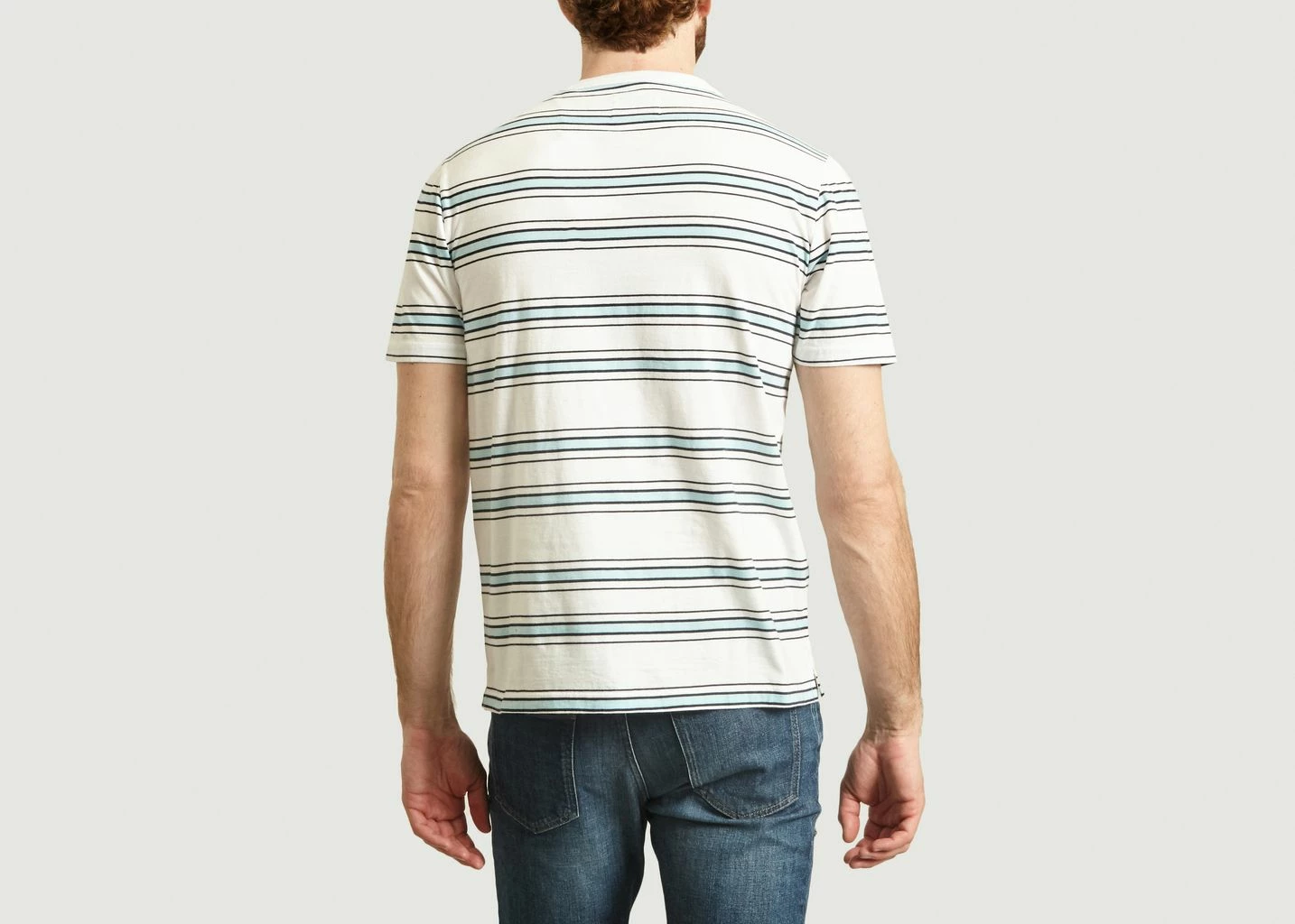 Albam White and Light Blue Heritage Striped T Shirt 4 Albam White and Light Blue Heritage Striped T Shirt