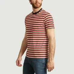 Albam Black and Red Classic Striped T Shirt