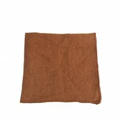 Fiorira' Un Giardino Servilleta Lino Marrón Bordes Overlock