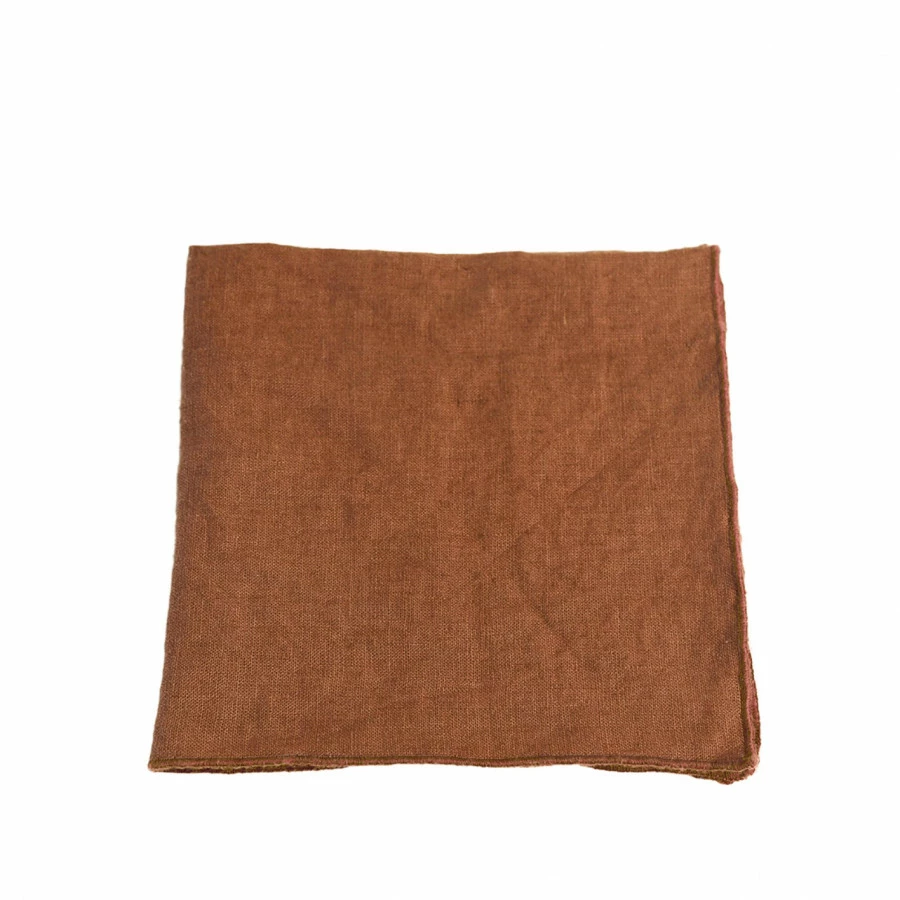 Fiorira' Un Giardino Servilleta Lino Marrón Bordes Overlock 3 Fiorira' Un Giardino Servilleta Lino Marrón Bordes Overlock