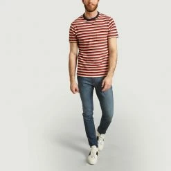 Albam Black and Red Classic Striped T Shirt