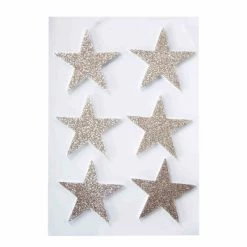 Fiorira' Un Giardino Gold Glitter Star Stickers, Pack of 6, 6.5 cm H