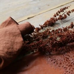 Fiorira' Un Giardino Servilleta Lino Marrón Bordes Overlock