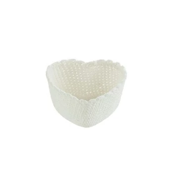 Fiorira' Un Giardino White Crocheted Heart Basket 3 Fiorira' Un Giardino White Crocheted Heart Basket